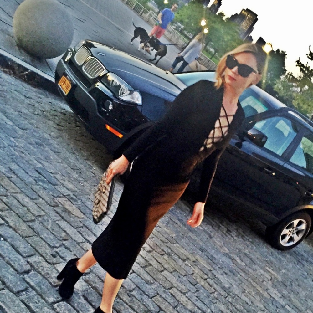 Reformation Edison lace up dress long sleeve sexy